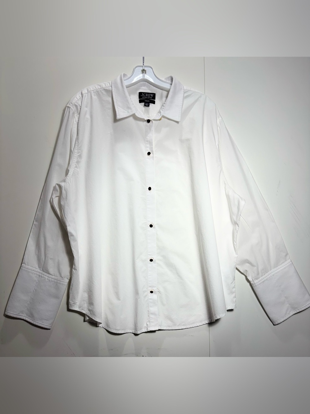 J. Crew White Women's Button-Down Shirt with Black Accent Buttons